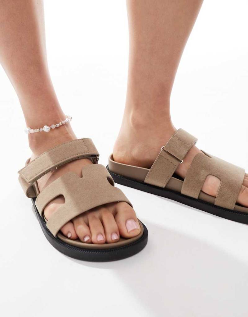 SEQWL - Nubukleder-Sandalen in Taupe mit Riemen-Neutral von SEQWL