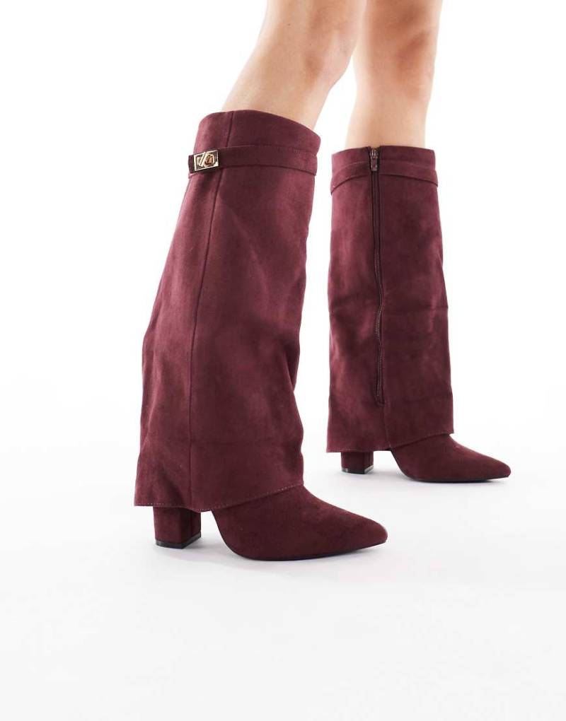 SEQWL - Ranger - Kniehohe Stiefel in Beerenrot mit Umschlag von SEQWL