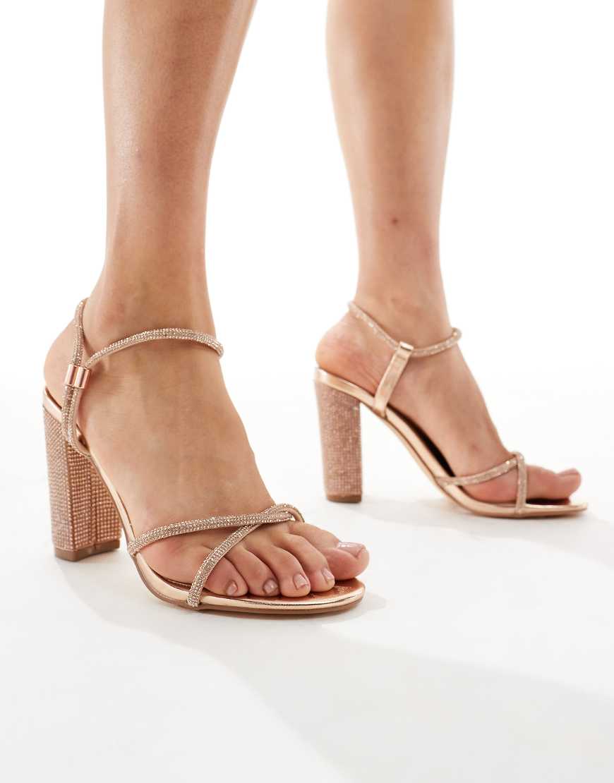 SEQWL - Reeves - Riemchensandalen in Roségold mit hohem Blockabsatz-Goldfarben von SEQWL