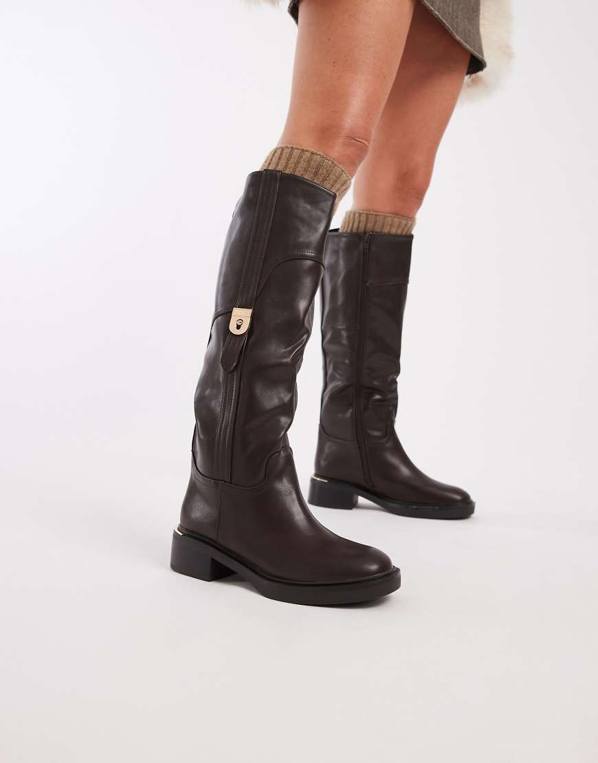 SEQWL - Twix - Elegante Reitstiefel in Schokobraun mit Schnallen-Brown von SEQWL