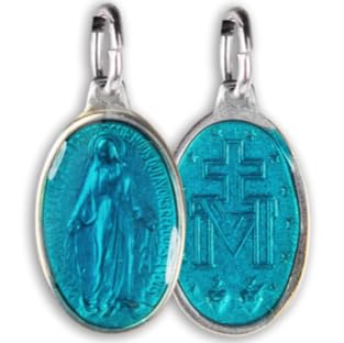 SERAL Wundertätige Jungfrau-Medaille – Made in Lourdes (Aluminium & Emaille), 18 x 12 mm, Aluminium, Türkis von SERAL