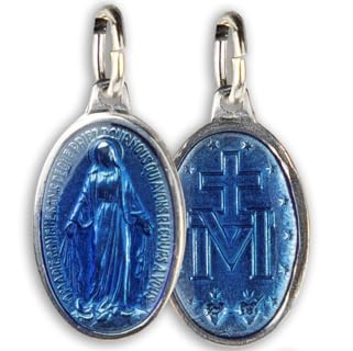 Wundertätige Jungfrau-Medaille – Made in Lourdes (Aluminium & Emaille), 18 x 12 mm, Aluminium, Türkis von SERAL