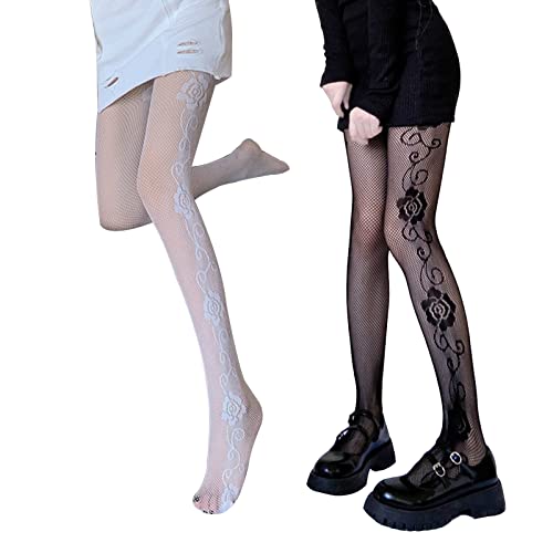 SERAPHY Strumpfhosen Damen Muster, WOOKIT Hohe Taille Sexy Netzstrumpfhose mit Reizvollen und Charmanten Aushöhlen Muster, Schiere Mesh Loch Strumpfhose von SERAPHY