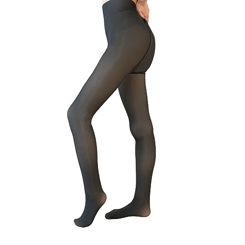 SERAPHY Thermostrumpfhosen Damen, Fleece Gefütterte Thermo Strumpfhosen Damen Winter Fake Transparent Strumpfhose Thermo Leggings,Schwarz Durchscheinend,230g von SERAPHY