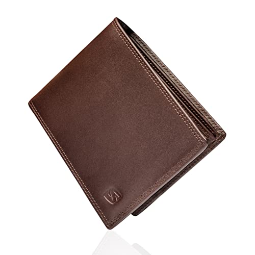 SERASAR | Leder Geldbeutel Männer mit RFID Schutz | Braunes Nappaleder | 12 Kartenfächer | Exklusive Geschenkschachtel | Tolle Geschenkidee | Leather Wallet for Men | Männer-Geldbörse von SERASAR