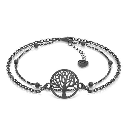 SERASAR Damen Armband Schwarz Frauen Schmuck 925 Sterling Silber Kette Mädchen Schmuckbox Geschenke für Hochzeitstag Silberhochzeit Armkette Baum des Lebens von SERASAR