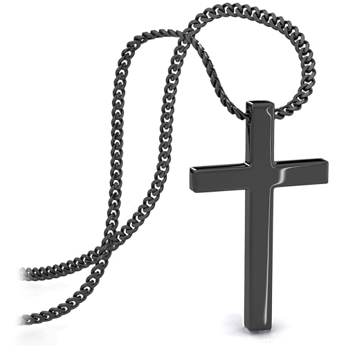 SERASAR Damen Halskette Schwarz Frauen Kette Schwarze Kreuz Schmuck Hals Mädchen Panzer Christen Cross Chain Hochzeit stag reif von SERASAR
