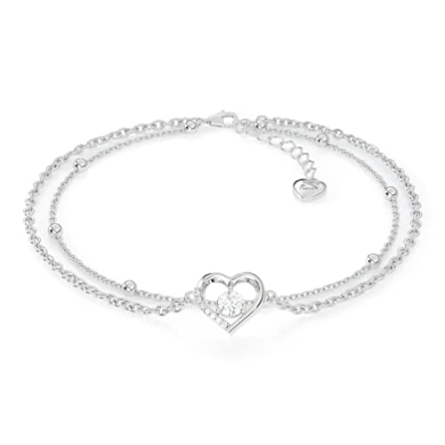 SERASAR Fußkettchen Damen Schmuck Herz Kette 925 Sterling Silber 18 Karat Gold Fussketterl Fusskette Mädchen Geschenk Idee Geburtstagsgeschenk für Frauen Heart Form von SERASAR