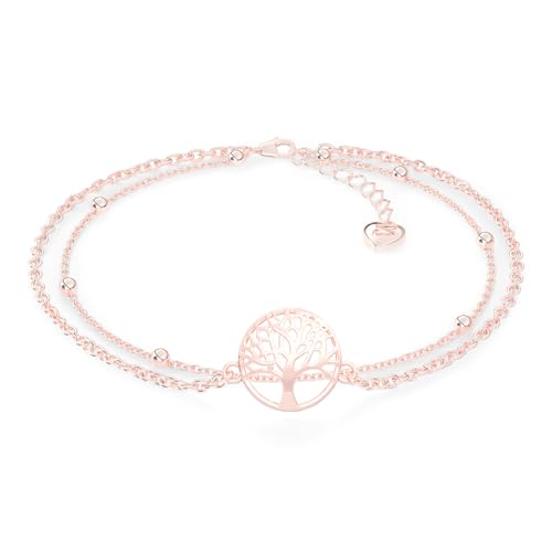 SERASAR Fußkette Damen Schmuck 925 Sterling Silber 18 Karat Rose gold Kette Mädchen Frauen Fussketterl Geschenk Idee Valentinstag Jahrestag Geburtstag Geschenke für Woman von SERASAR