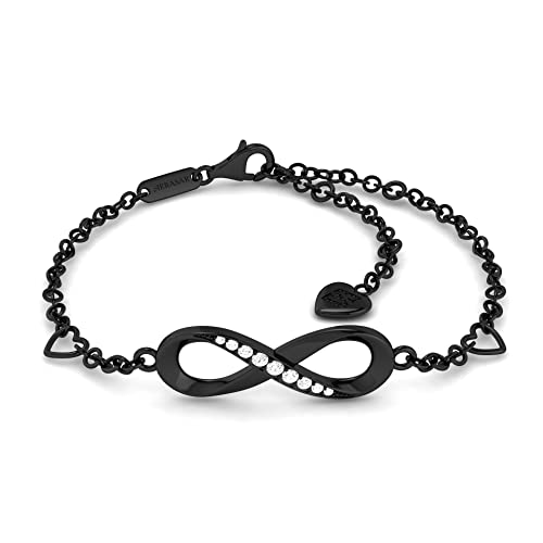 SERASAR Infinity Armband Schwarz Frauen Schmuck 925 Sterling Silber Damen Kette Mädchen Schmuckbox Geschenke für Hochzeitstag Silberhochzeit Armkette von SERASAR