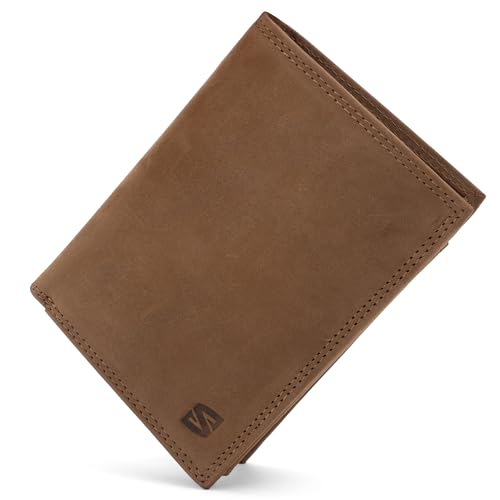 SERASAR | Leder Portemonnaie Herren [Manager] mit RFID Schutz | Braun | Echtleder | 12 Kartenfächer | Inklusive Geschenkschachtel | Tolle Geschenkidee | Geldbörse Männer | Leder-Brieftasche von SERASAR
