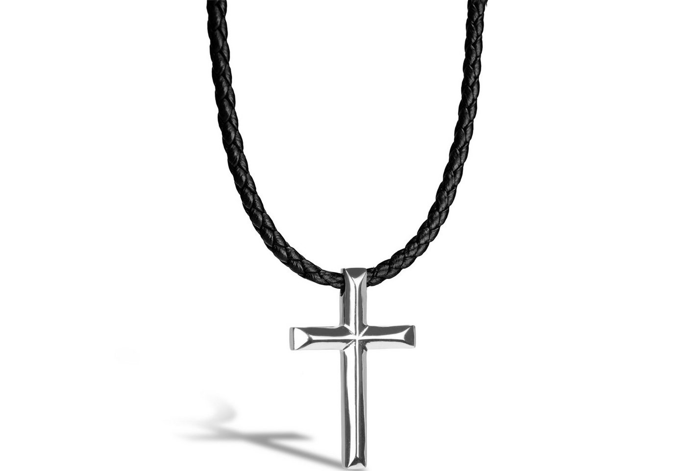 SERASAR Lederband Lederhalskette mit Edelstahlanhänger Cross" (1-tlg), aus Echtleder" von SERASAR