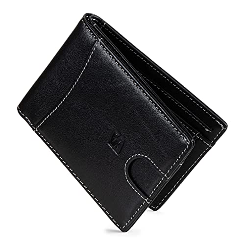 SERASAR | Premium Wallet [Clever] für Herren in schwarz aus Echtleder | 11 Kartenfächer | Wahlweise mit Münzfach | RFID-Schutz | Geldscheinfach | Exklusive Geschenkschachtel | Tolle Geschenkidee von SERASAR