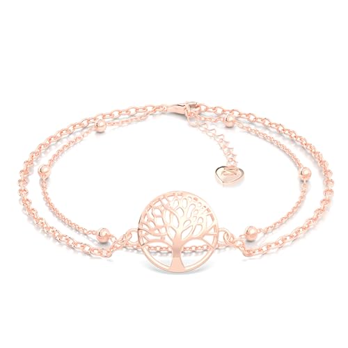 SERASAR Silber Armband Damen Schmuck 925 Sterling 18 Karat Rosegold Kette Mädchen Armreif Geschenk Idee Valentinstag Jahrestag Geburtstag Geschenke für Frauen von SERASAR