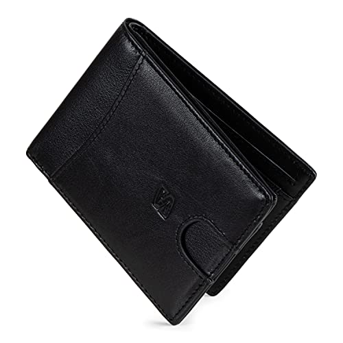 SERASAR | Premium Wallet [Clever] für Herren in schwarz aus Echtleder | 11 Kartenfächer | Wahlweise ohne Münzfach | RFID-Schutz | Geldscheinfach | Exklusive Geschenkschachtel | Tolle Geschenkidee von SERASAR