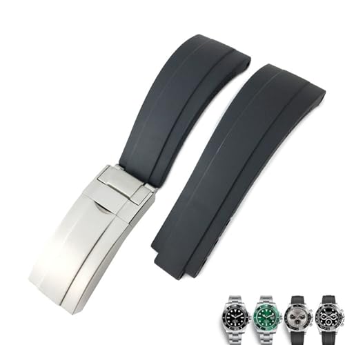 SERDAS 20 mm 21 mm Gummi-Silikon-Armband, passend für Rolex Submariner GMT OYSTERFLEX Daytona DEEPSEA, wasserdichtes Armband(Black,21mm) von SERDAS