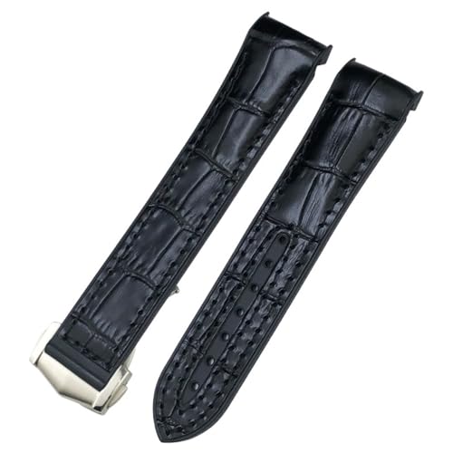 SERDAS 20 mm 22 mm neues zweifarbiges Armband passend für Omega Planet Ocean Seamaster Gummi-Silikon-Nylon-Leder-Uhrenarmband(Black leather2,22mm) von SERDAS