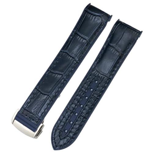 SERDAS 20 mm 22 mm neues zweifarbiges Armband passend für Omega Planet Ocean Seamaster Gummi-Silikon-Nylon-Leder-Uhrenarmband(Blue leather1,22mm) von SERDAS
