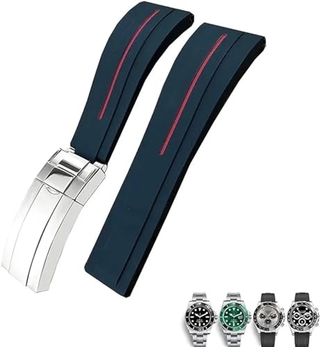 SERDAS 20 mm Gummiarmband für Rolex GMT OYSTERFLEX Daytona Submariner DEEPSEA wasserdichtes Armband(Black red) von SERDAS