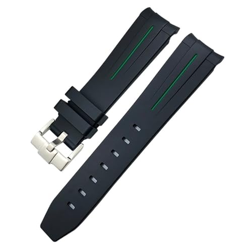 SERDAS 20 mm Silikon-Gummi-Armband für Omega Rolex Submariner GMT Seamaster Speedmaster Moon Watch, buntes wasserdichtes Armband(Black green) von SERDAS