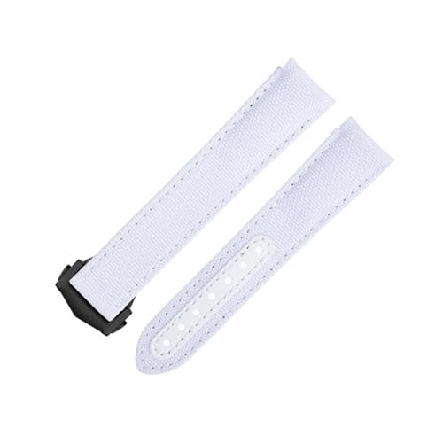 SERDAS 20 mm graues Nylongewebe-Uhrenarmband passend für Omega-Armband für AT150 Seamaster 300 Planet Ocean De Ville Speedmaster Uhrenarmband mit gebogenem Ende(White 2) von SERDAS