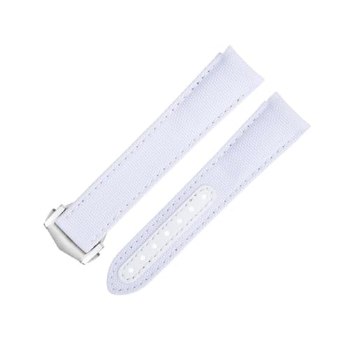 SERDAS 20 mm graues Nylongewebe-Uhrenarmband passend für Omega-Armband für AT150 Seamaster 300 Planet Ocean De Ville Speedmaster Uhrenarmband mit gebogenem Ende(White 8) von SERDAS