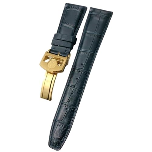 SERDAS 20mm 21mm 22mm Rindsleder-Armband für IWC Big Pilot's Watches Portofino Portugieser Echtleder-Uhrenarmband-Armbänder(Blue golden2,21mm) von SERDAS
