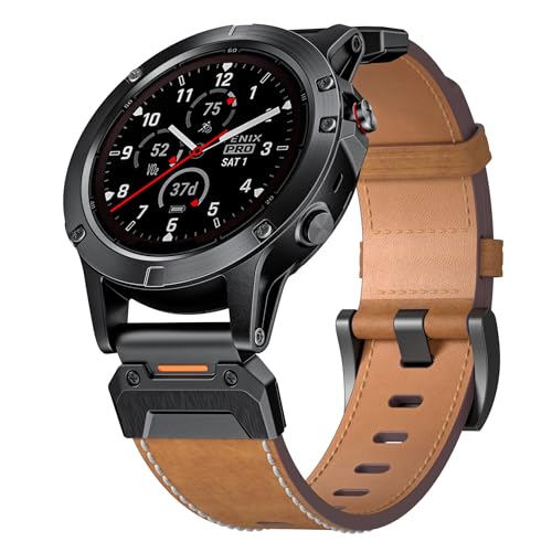 SERDAS 22 26 mm Leder-Uhrenarmband für Garmin Fenix ​​7 x 7 6 x 6 Pro 5 x 5 Epix Gen 2 Smart Watch Armbänder Armband(Dark brown,26MM) von SERDAS
