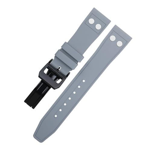 SERDAS 22 mm naturfarbenes Fluorkautschuk-FKM-Gummi mit Nietenarmband für IWC Big Pilot Mark Portugieser Weiches Armband(Gray2,22MM) von SERDAS