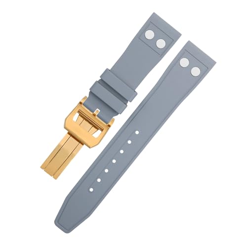 SERDAS 22 mm naturfarbenes Fluorkautschuk-FKM-Gummi mit Nietenarmband für IWC Big Pilot Mark Portugieser Weiches Armband(Gray3,22MM) von SERDAS