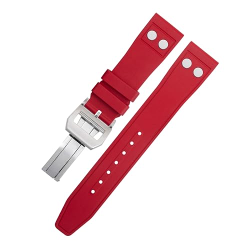 SERDAS 22 mm naturfarbenes Fluorkautschuk-FKM-Gummi mit Nietenarmband für IWC Big Pilot Mark Portugieser Weiches Armband(Red5,21MM) von SERDAS