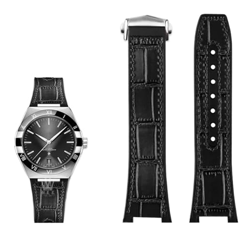 SERDAS Armband aus echtem Leder mit Silikonbasis für das Uhrenarmband der Omega Constellation-Serie Perfect Observatory 131.13 Manhattan-Serie(Black silver) von SERDAS