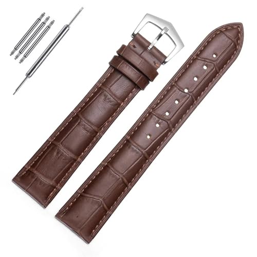 SERDAS Echtes Leder Uhrenarmband für PP Patek Philippe Grenade 5167Ax 20mm 21mm 22mm Armband Herren Damen Armband Kette(Brown-silver-01,21mm) von SERDAS
