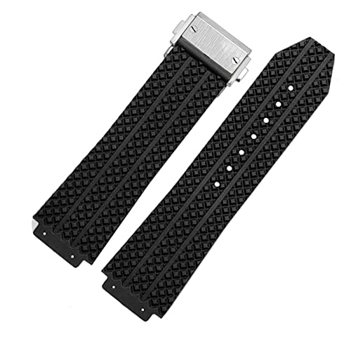 SERDAS Für Hublot-Armband, Big Bang, authentisches Armband, Edelstahl, Schnallenfreies Werkzeug, schwarzes Silikon, Herren-Armband, 25 x 19 mm, 25X19mm, Achat von SERDAS