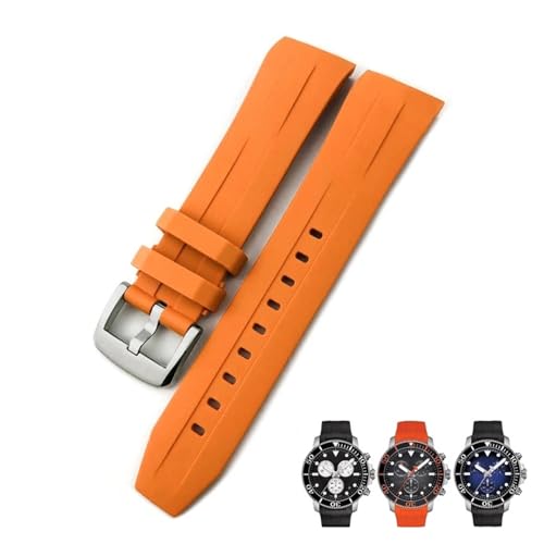 SERDAS Gummiarmband 21 mm 22 mm passend für Tissot T120417 T120407 SEASTAR Sport Taucheruhrenarmband Schwarz Orange(Orange Silver,21mm) von SERDAS