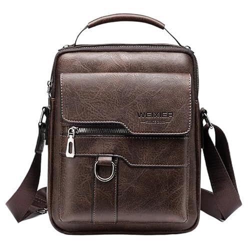 SERDAS Herren Vintage Leder Crossbody Umhängetaschen Tote Mode Business Männer Messenger Bag Leder PU Taschen, dunkelbraun, Einheitsgröße von SERDAS