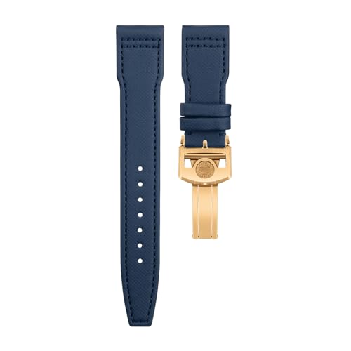 SERDAS Nylon-Canvas-Leder-Uhrenarmbänder für IWC SPITFIRE MARK 18 Portugieser Portofino Pilot IW3777 Armband 20 mm bis 22 mm(BLUE Gold buckle B,21MM) von SERDAS