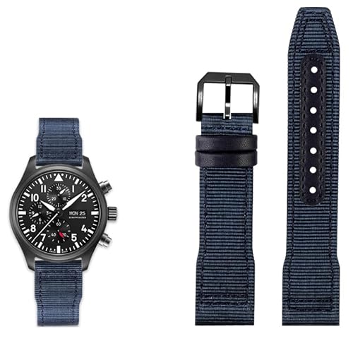 SERDAS Nylon Leder Armband 20 mm 21 mm 22 mm passend für IWC Le Petit Prince Big Pilot Top Gun IW3777 Schwarz Sport Canvas Uhrenarmband, 22 mm, Achat von SERDAS