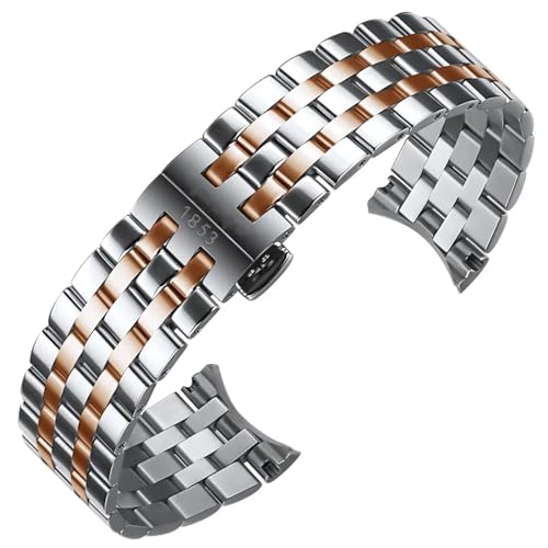 SERDAS Präzisionsstahl-Uhrenarmbandkette für Tissot T122 Carson Zhenme 1853 Herren T122410a T122407A T122207A Armband 20 mm(Golden Rose) von SERDAS