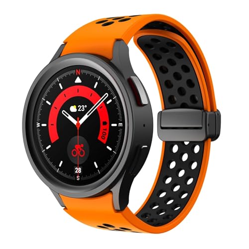 SERDAS Silikonarmband für Samsung Galaxy 6 Classic 43mm 47mm 5Pro 45mm Magnetschnalle für Galaxy 6 5 4 40mm 44mm von Uhren, Watch 5 Pro 45MM, Coal Black, Achate von SERDAS