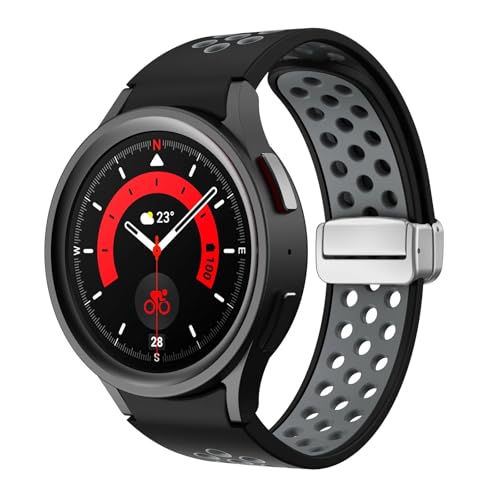 SERDAS Silikonarmband für Samsung Galaxy 6 Classic 43mm 47mm 5Pro 45mm Magnetschnalle für Galaxy 6 5 4 40mm 44mm von Uhren, Watch 6Clasic 43 47, Silver Yellow, Achate von SERDAS