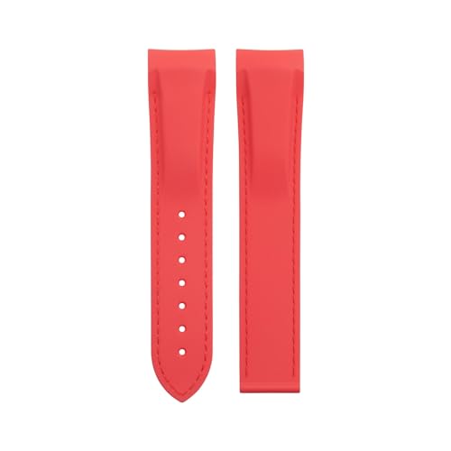SERDAS Weiches, flexibles Gummiarmband für Omega-Armband Speedmaster Moonwatch Seamaster 300 AT150 PLANET OCEAN 600 Armband 20/21/22 mm Keine Schnalle(Red,20mm) von SERDAS