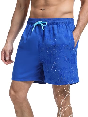 SERENYOU Badehose Herren Boardshorts Schnelltrocknend Musterwechsel Badeshorts mit Netzfutter Marine XXL von SERENYOU