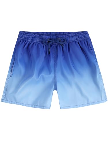 SERENYOU Badehose Jungen Farbverlauf Badeshorts Meshfutter Schwimmhose Schnelltrocknend Boardshorts Marine 11-12 Jahre, Größe 12 von SERENYOU