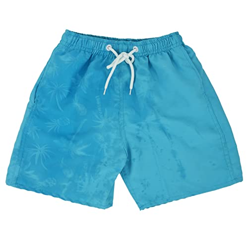 SERENYOU Jungen Boardshorts Kinder Musterwechsel Badeshorts Elastische Taille Badehose Jungs Schnell Trocknende Strand Shorts mit Netzfutter Blau 11-12 Jahre von SERENYOU