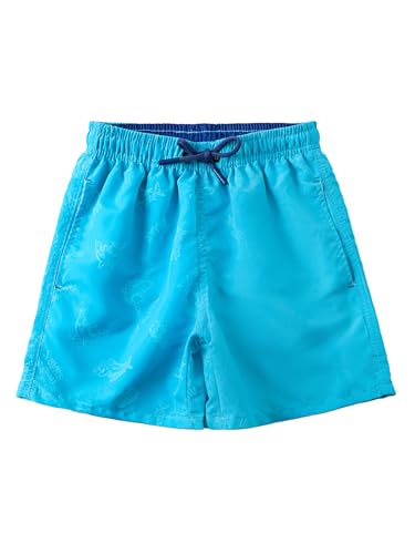 SERENYOU Jungen Boardshorts Kinder Musterwechsel Badeshorts Elastische Taille Badehose Jungs Schnell Trocknende Strand Shorts mit Netzfutter Hai Blau 7-8 Jahre von SERENYOU