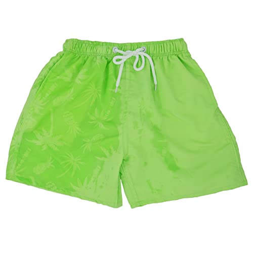 SERENYOU Jungen Boardshorts Kinder Musterwechsel Badeshorts Elastische Taille Badehose Jungs Schnell Trocknende Strand Shorts mit Netzfutter Hellgrün 13-14 Jahre von SERENYOU