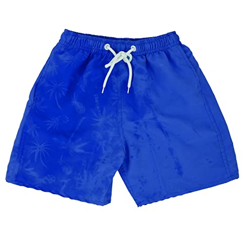 SERENYOU Jungen Boardshorts Kinder Musterwechsel Badeshorts Elastische Taille Badehose Jungs Schnell Trocknende Strand Shorts mit Netzfutter Marineblau 11-12 Jahre von SERENYOU