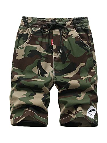 SERENYOU Jungen Camouflage Shorts Kinder Camo Kurze Hosen Jungs Military Army Print Sport Sommer Bermuda Sweatshorts Armeegrüne Tarnung 134-140 von SERENYOU