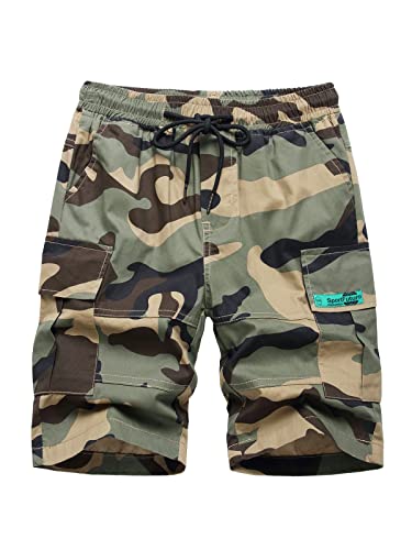 SERENYOU Jungen Cargo Shorts Kinder Kurze Hosen Elastische Sweatshorts Jungs Cargoshorts Sommer Freizeithose Armeegrüne Tarnung 152-158 SERENYOU Jungen Cargo Shorts Kinder Kurze Hosen Elastische Sweatshorts Jungs Cargoshorts Sommer Freizeithose Armeegrüne Tarnung 152-158 von SERENYOU